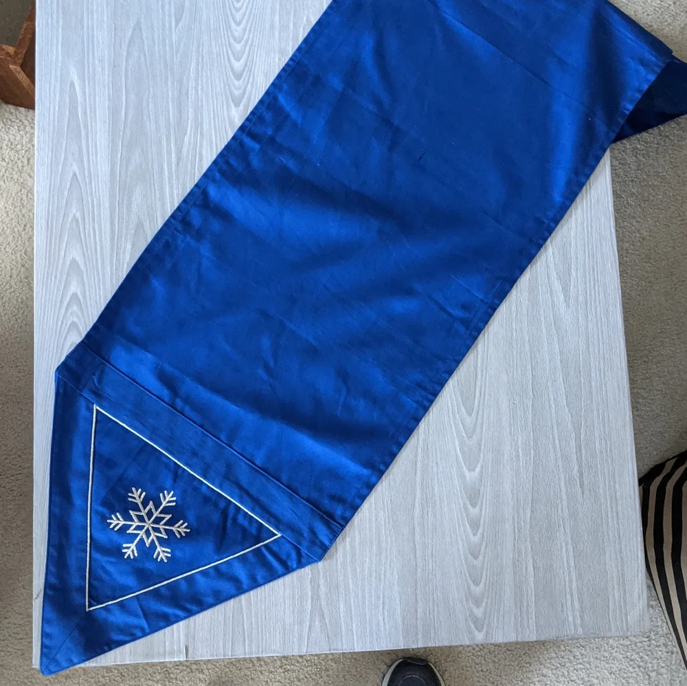 Winter Themed Blue & Silver Table Runner